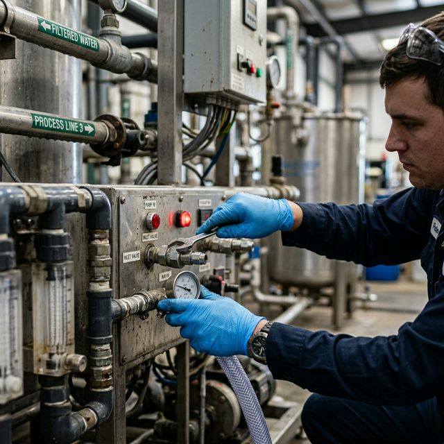 Water treatment engineer at work